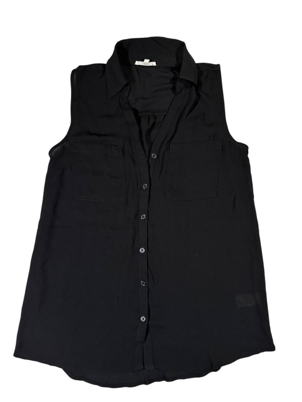 Maurices Womens Sleeveless Button-Up Blouse Small Black Relaxed Fit Casual Top